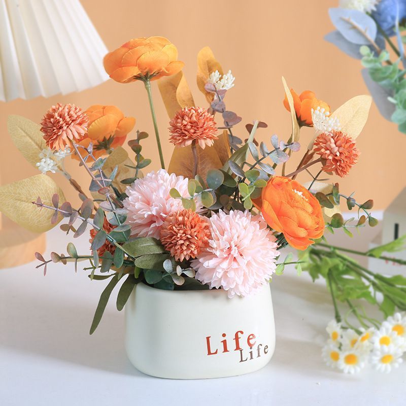 Artificial Flower Ornaments, Fake Flowers for Living Room & Fridge Decoration, Finished Floral Arrangement for Scene Decoration