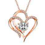 Double Heart Diamond Pendant Necklace