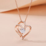 Double Heart Diamond Pendant Necklace