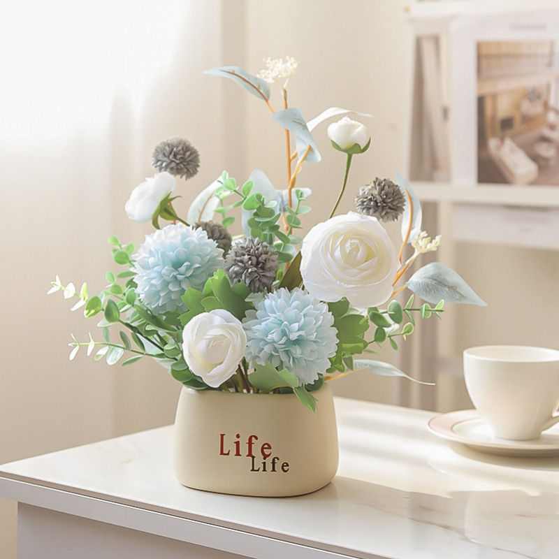 Artificial Flower Ornaments, Fake Flowers for Living Room & Fridge Decoration, Finished Floral Arrangement for Scene Decoration