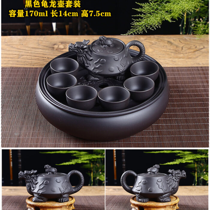 Purple Clay Kung Fu Tea Set Household & Office Small Set Simple Tea Making Set with Ceramic Tea Tray, Teapot & Teacups