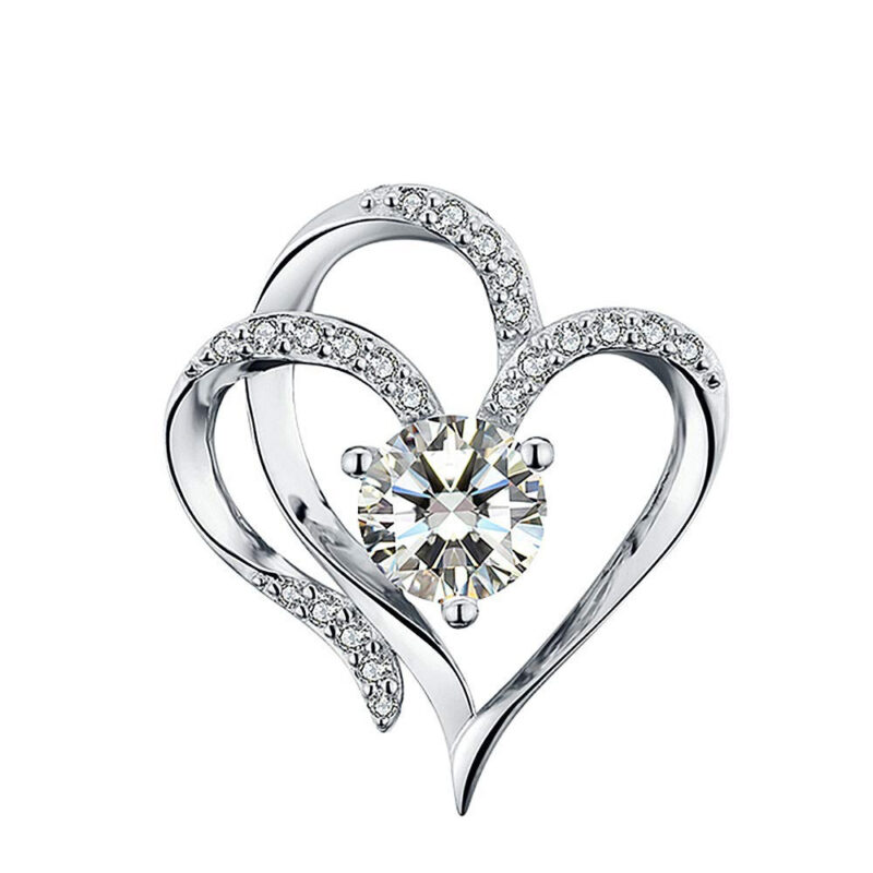Double Heart Diamond Pendant Necklace