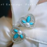 Turquoise-colored natural small pearls Gourd, symbolizing "double blessings of fortune and prosperity"925 Sterling Silver Pearl Earrings
