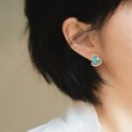 Turquoise-colored natural small pearls Gourd, symbolizing "double blessings of fortune and prosperity"925 Sterling Silver Pearl Earrings