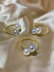 18K gold Sterling Silver Double Bead Ring