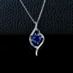 925 Silver Lab-Grown Sapphire Necklace (P0015B)