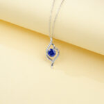 925 Silver Lab-Grown Sapphire Necklace (P0015B)