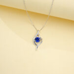 925 Silver Lab-Grown Sapphire Necklace (P0015B)