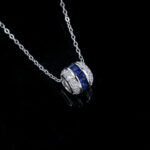 925 Silver Lab-Grown Sapphire Necklace (P0309B)