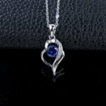 925 Silver Lab-Grown Sapphire Necklace (ZHF0011B)