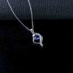 925 Silver Lab-Grown Sapphire Necklace (ZHF0011B)