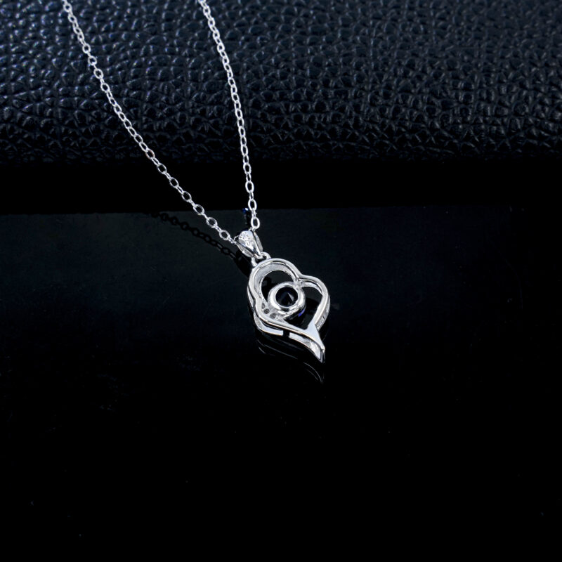 925 Silver Lab-Grown Sapphire Necklace (ZHF0011B)
