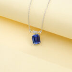 925 Silver Lab-Grown Sapphire Necklace (P0756DB)