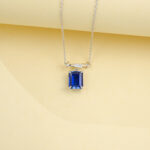 925 Silver Lab-Grown Sapphire Necklace (P0756DB)