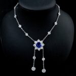 925 Silver Lab-Grown Sapphire Necklace (P169YDB)