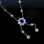925 Silver Lab-Grown Sapphire Necklace (P169YDB)