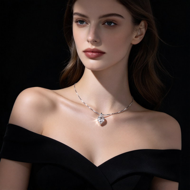 925 Silver Lab-Grown Diamond Necklace (P1192)