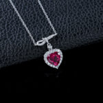 925 Silver Lab-Grown Ruby Necklace (P0617R)