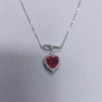 925 Silver Lab-Grown Ruby Necklace (P0617R)