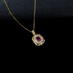 925 Silver Lab-Grown Ruby Necklace, Yellow Gold-Plated (E0407R)