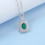 925 Silver Lab-Grown Emerald Necklace (P5003)