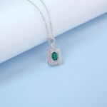 925 Silver Lab-Grown Emerald Necklace (P5003)