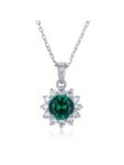 925 Silver Lab-Grown Emerald Necklace (ZHF-P00117L)