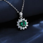 925 Silver Lab-Grown Emerald Necklace (ZHF-P00117L)