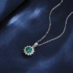 925 Silver Lab-Grown Emerald Necklace (ZHF-P00117L)