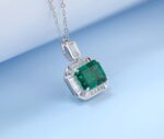 925 Silver Lab-Grown Emerald Necklace (ZHF-P1450)