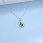 925 Silver Lab-Grown Emerald Necklace (ZHF-P1651)