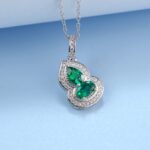 925 Silver Lab-Grown Emerald Necklace (ZHF-P1651)