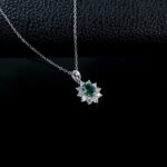 925 Silver Lab-Grown Emerald Necklace (P1764L)