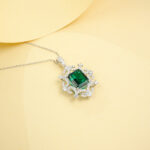 925 Silver Lab-Grown Emerald Necklace (P20251105) – Large Version