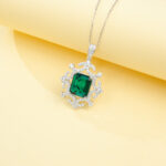 925 Silver Lab-Grown Emerald Necklace (P20251105) – Large Version