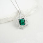 925 Silver Lab-Grown Emerald Necklace (P20251105) – Large Version