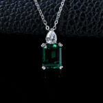 925 Silver Lab-Grown Emerald Necklace (ZHFP0320)