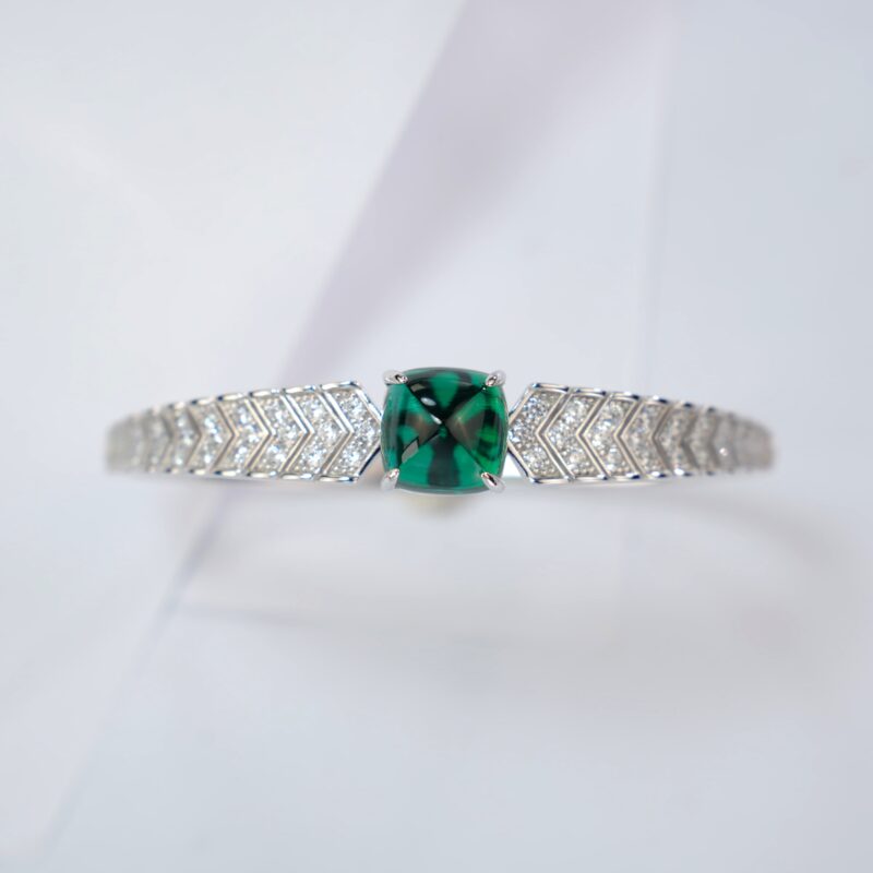 925 Silver Lab-Grown Emerald Bracelet (B1519)