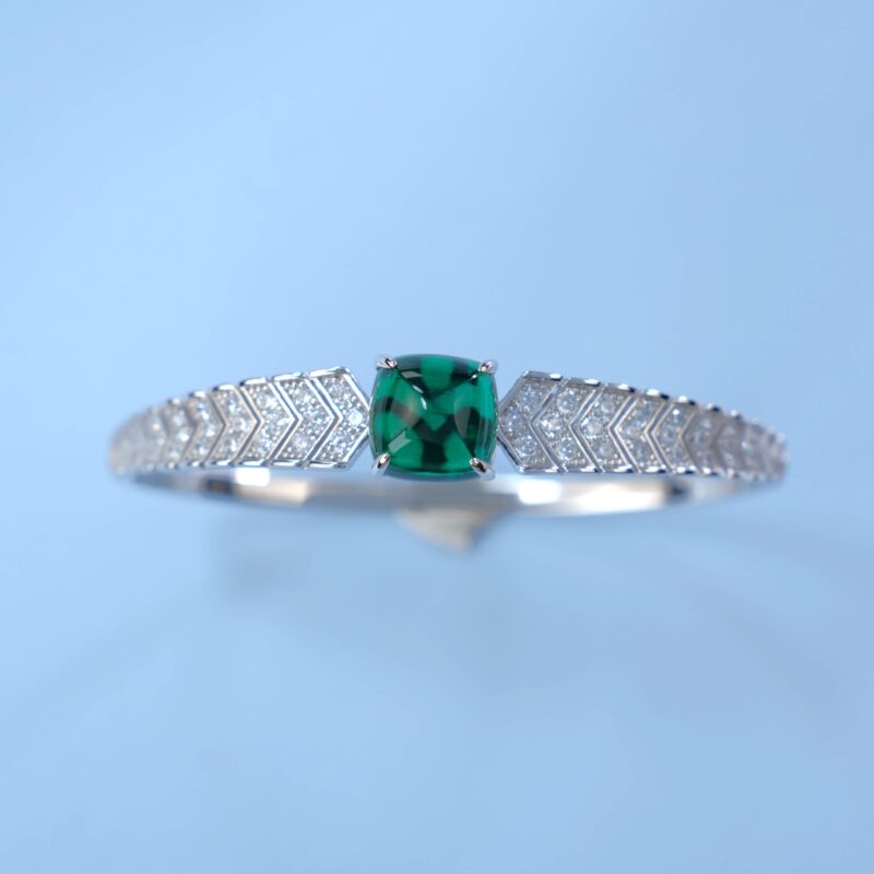 925 Silver Lab-Grown Emerald Bracelet (B1519)