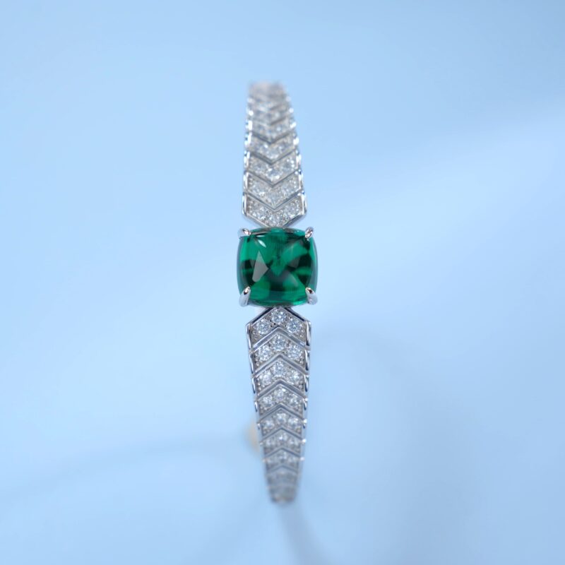 925 Silver Lab-Grown Emerald Bracelet (B1519)