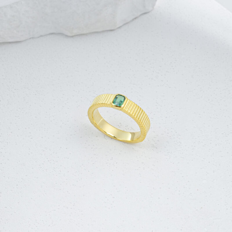 925 Silver Lab-Grown Emerald Ring (R0478L)