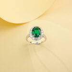925 Silver Lab-Grown Emerald Ring (R0717L)