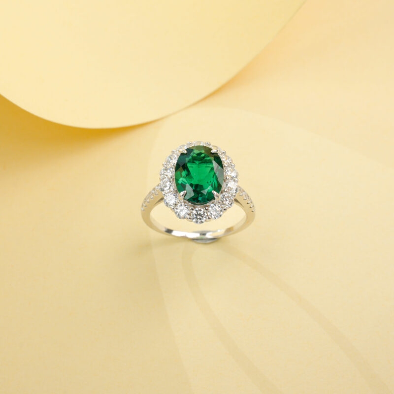925 Silver Lab-Grown Emerald Ring (R0717L)
