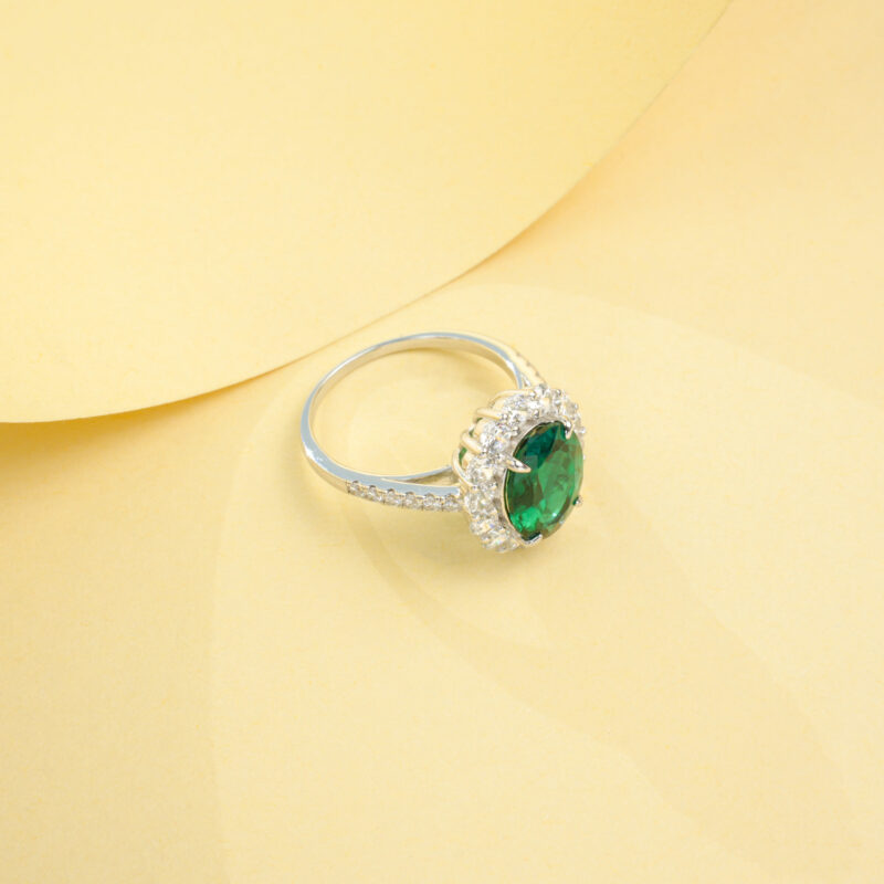 925 Silver Lab-Grown Emerald Ring (R0717L)