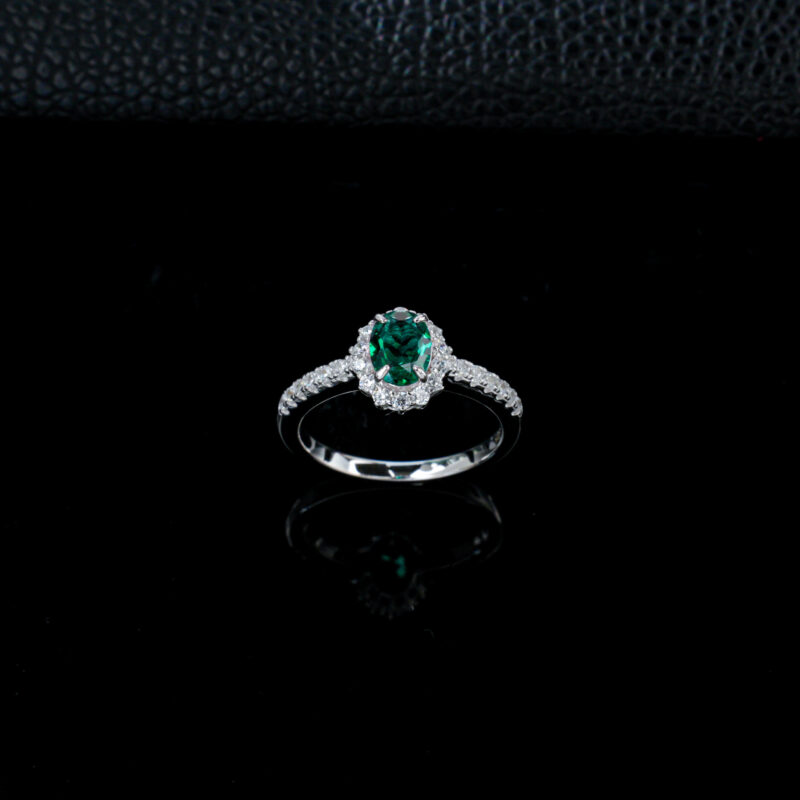 925 Silver Lab-Grown Emerald Ring (R0888L)