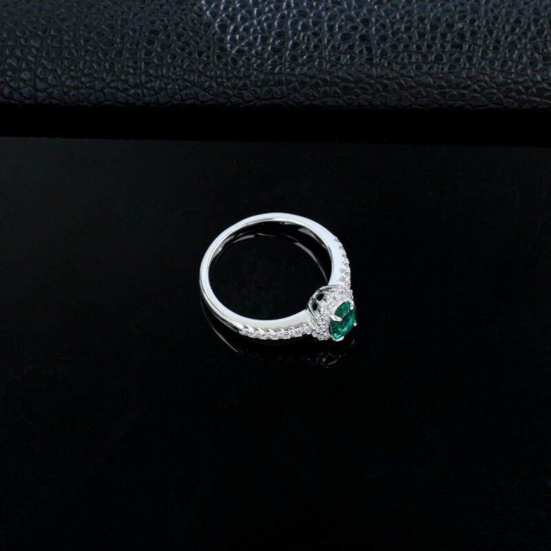 925 Silver Lab-Grown Emerald Ring (R0888L)