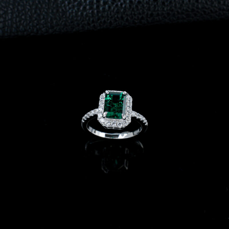 925 Silver Lab-Grown Emerald Ring (R0894L)