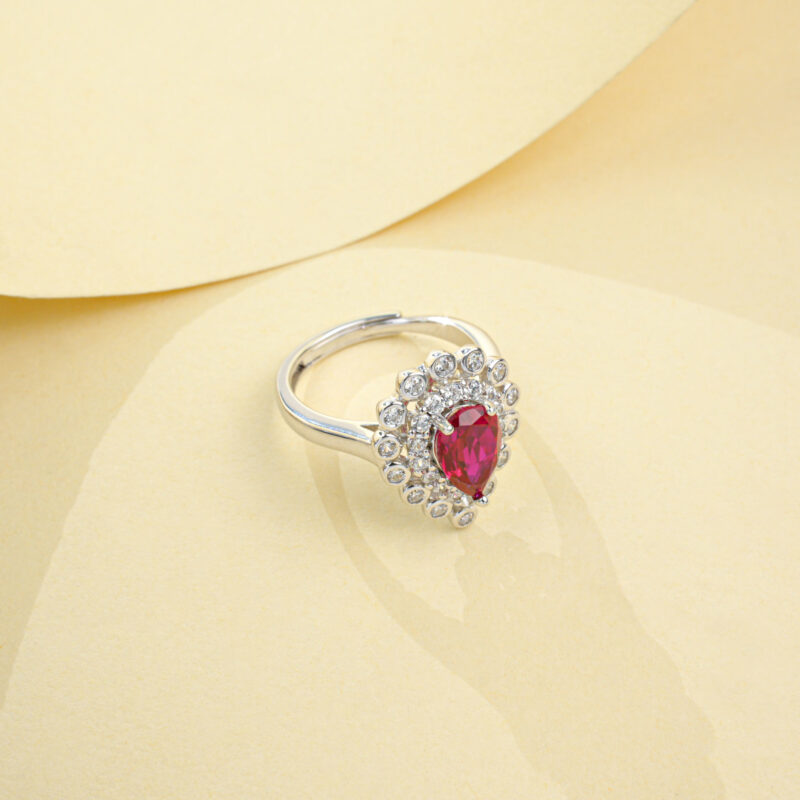925 Silver Lab-Grown Ruby Ring (A73-R2105081R)