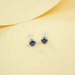 925 Silver Lab-Grown Sapphire Stud Earrings (E115DB)