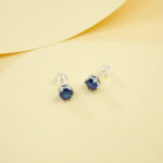 925 Silver Lab-Grown Sapphire Stud Earrings (E115DB)